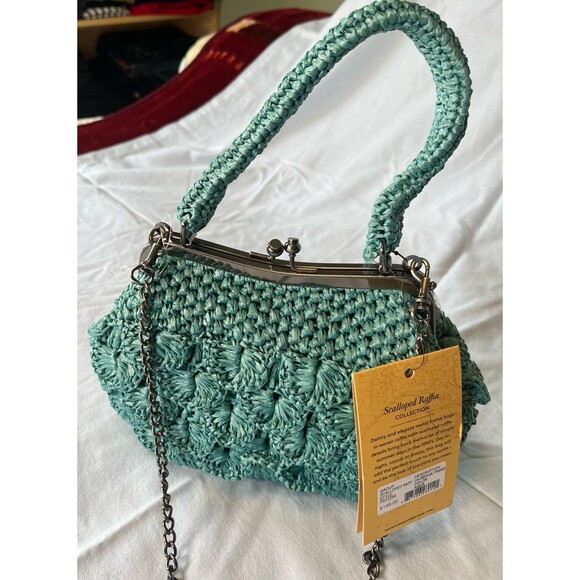 Patricia Nash Handbags - NWT Patricia Nash Laureana Frame Satchel Scalloped Rafia Soft Green